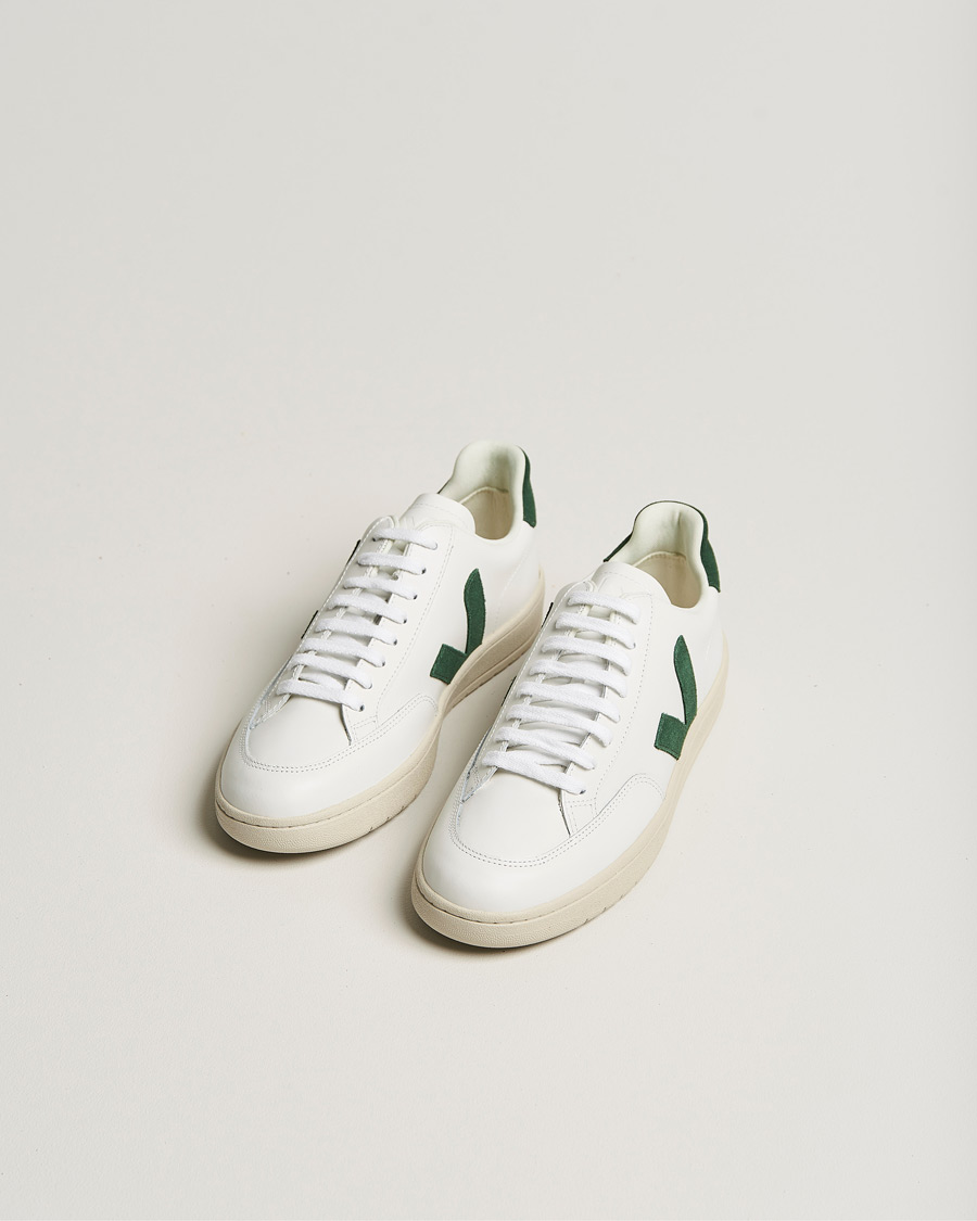 Men | Shoes | Veja | V-12 Leather Sneaker Extra White/Cypres