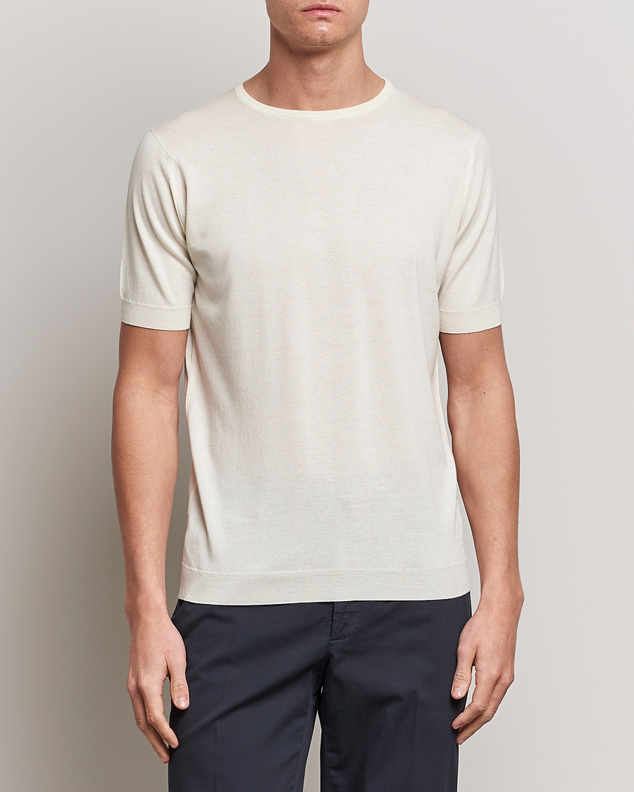 Men |  | John Smedley | Belden Wool/Cotton T-Shirt Latte