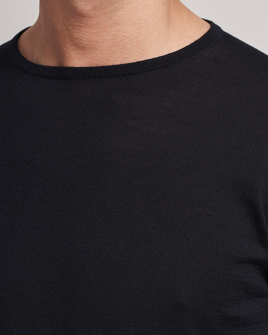 Men | T-Shirts | John Smedley | Belden Wool/Cotton T-Shirt Navy