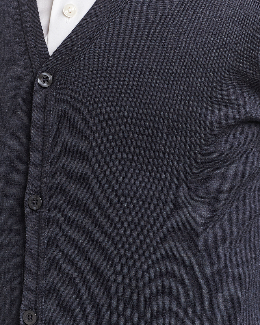 John Smedley Petworth Extra Fine Merino Cardigan Hepburn Smoke at