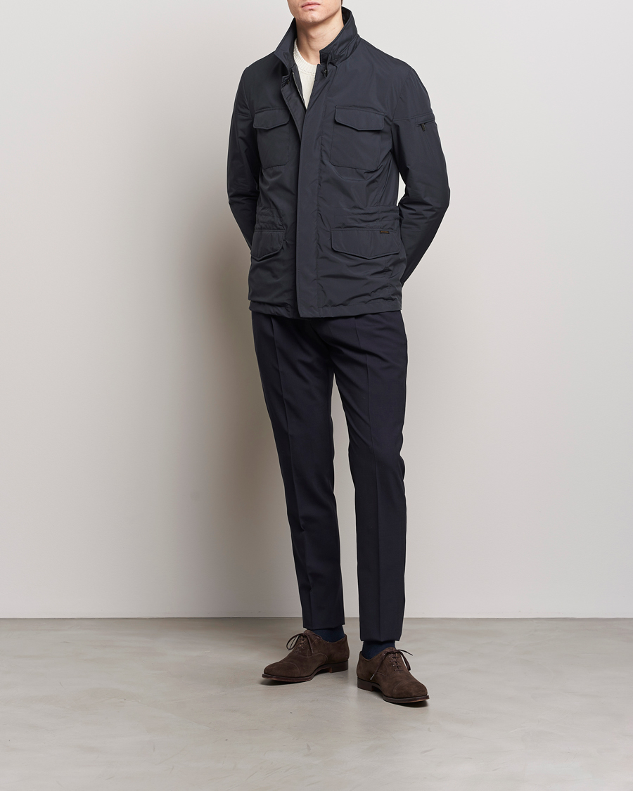 Men | Coats & Jackets | MooRER | Waterproof Nylon Field Jacket Navy