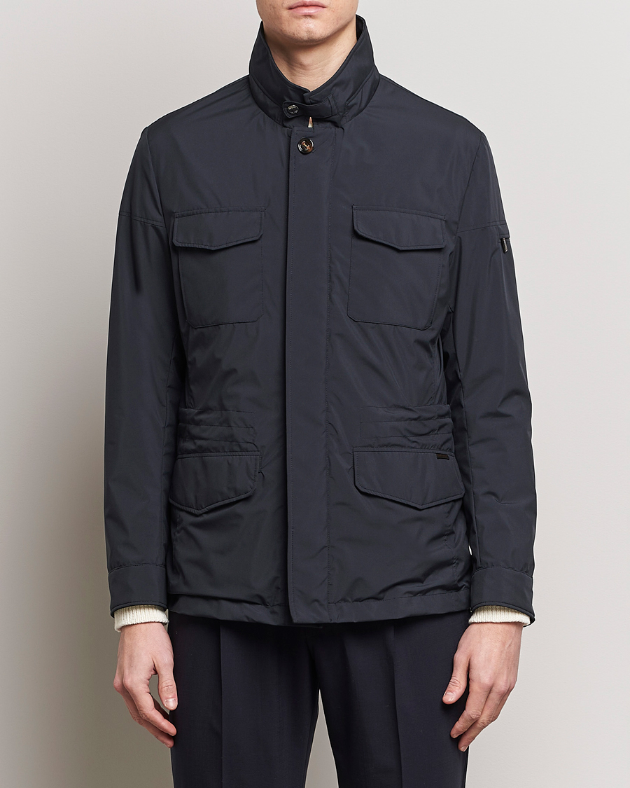 Men | Face the Rain in Style | MooRER | Waterproof Nylon Field Jacket Blue