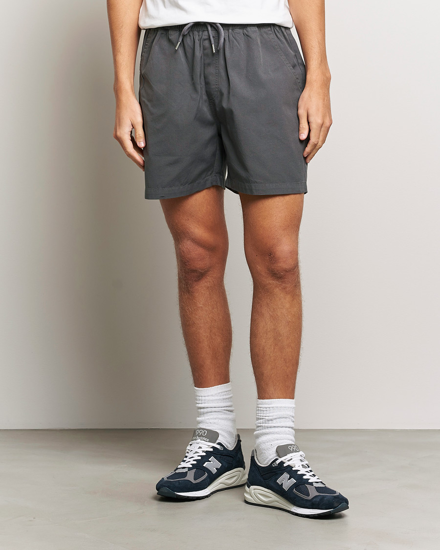 Men | Drawstring Shorts | Colorful Standard | Classic Organic Twill Drawstring Shorts Lava Grey