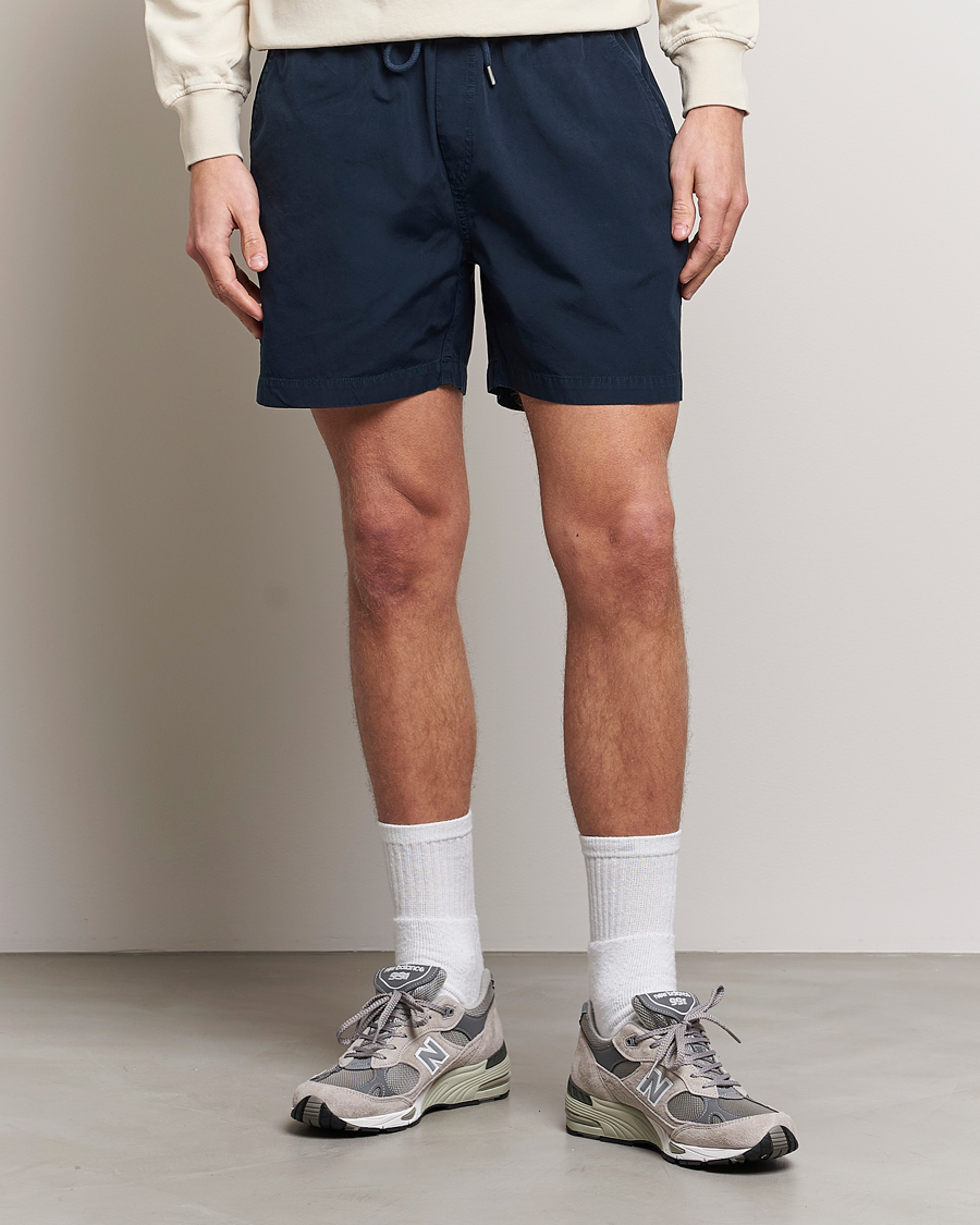 Men | Shorts | Colorful Standard | Classic Organic Twill Drawstring Shorts Navy Blue
