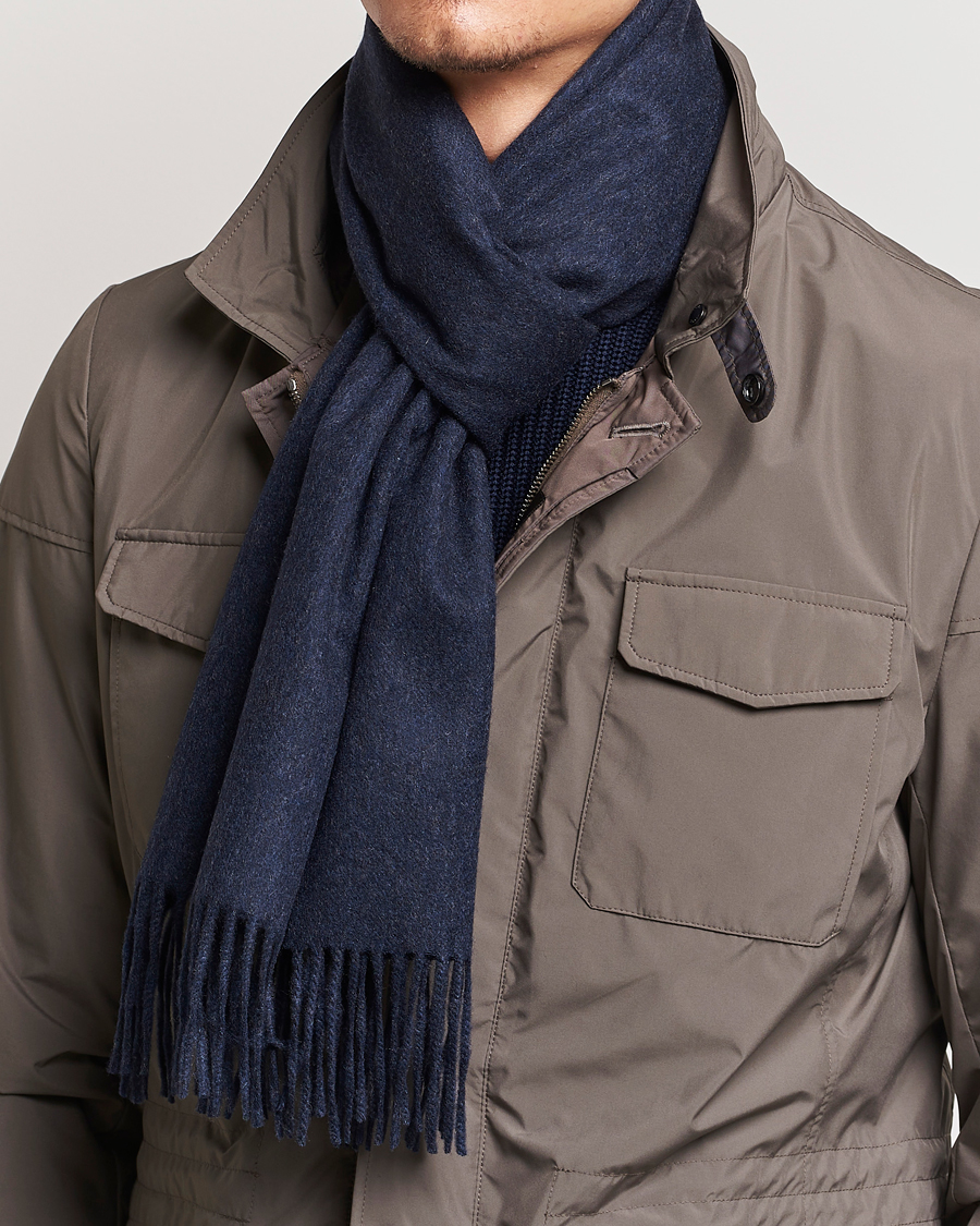Men | Scarves | Piacenza Cashmere | Cashmere Scarf Navy Melange