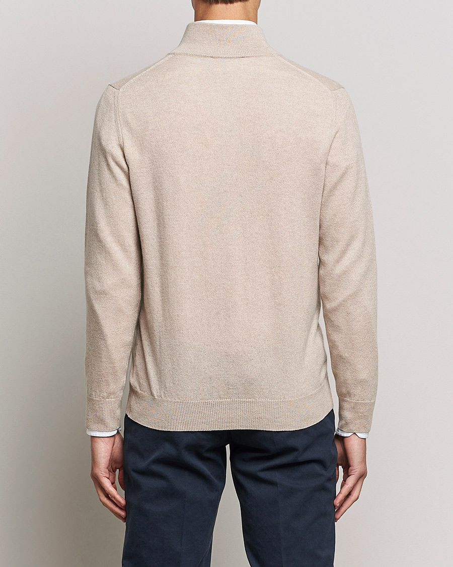 Men | Sweaters & Knitwear | Piacenza Cashmere | Cashmere Half Zip Sweater Beige