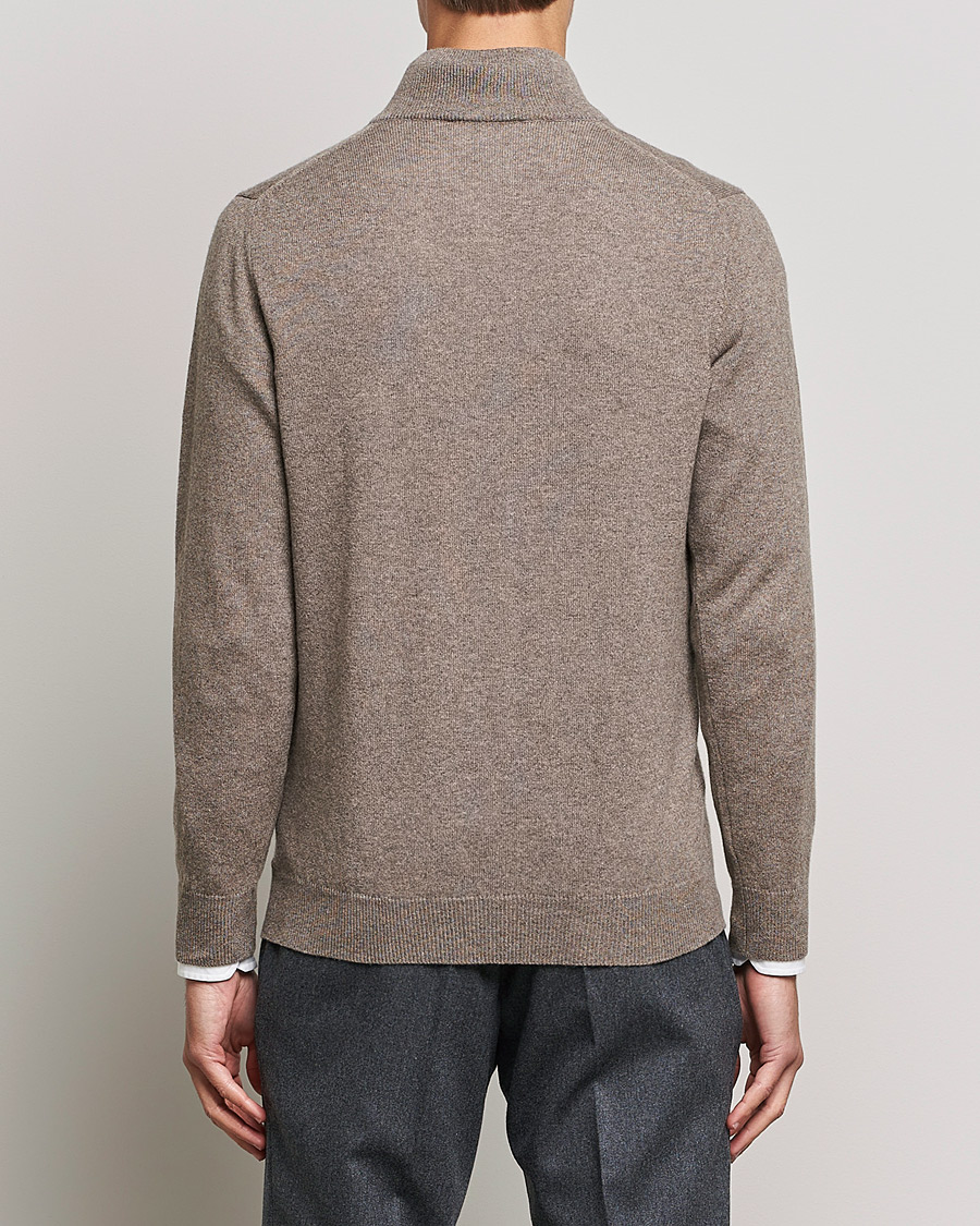 Men | Sweaters & Knitwear | Piacenza Cashmere | Cashmere Half Zip Sweater Brown