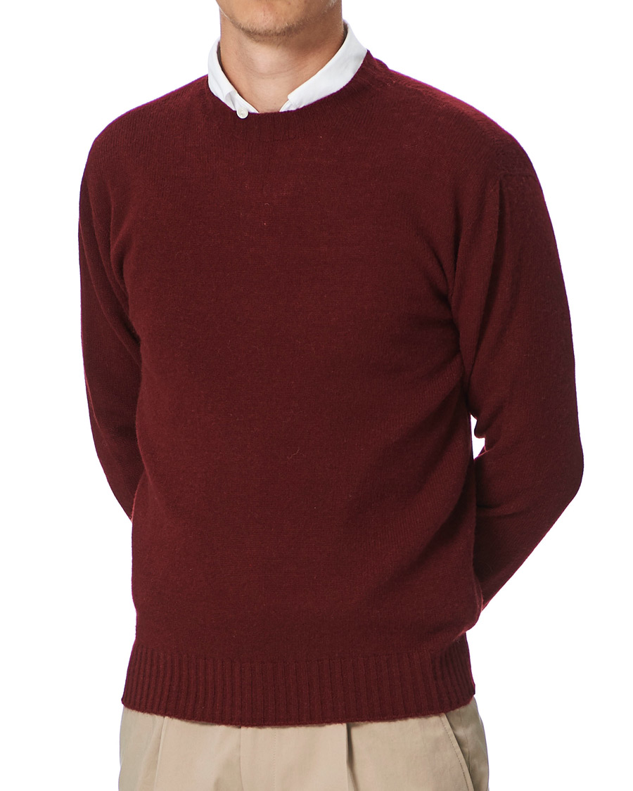 Men | Sweaters & Knitwear | Altea | Wool/Cashmere Crew Neck Sweater Burgundy