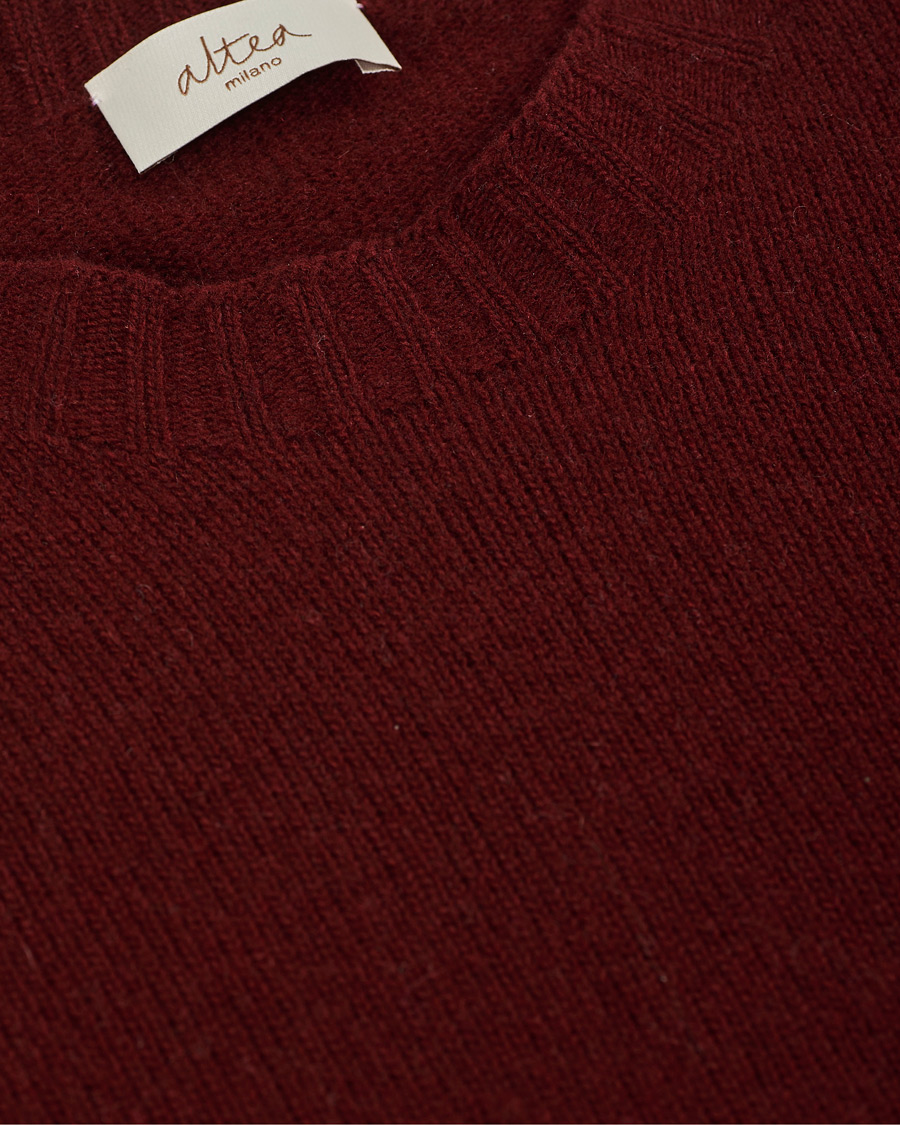 Men | Sweaters & Knitwear | Altea | Wool/Cashmere Crew Neck Sweater Burgundy