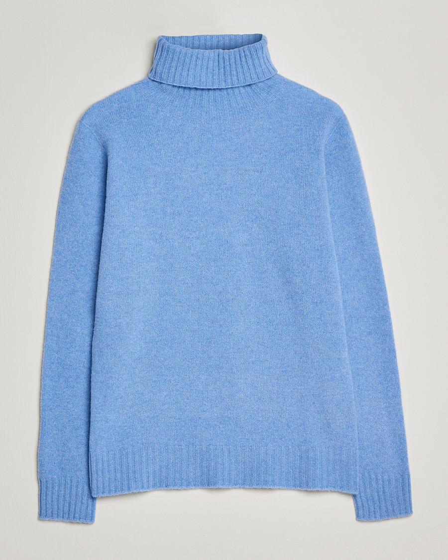 Men | Sweaters & Knitwear | Altea | Wool/Cashmere Turtleneck Sweater Light Blue