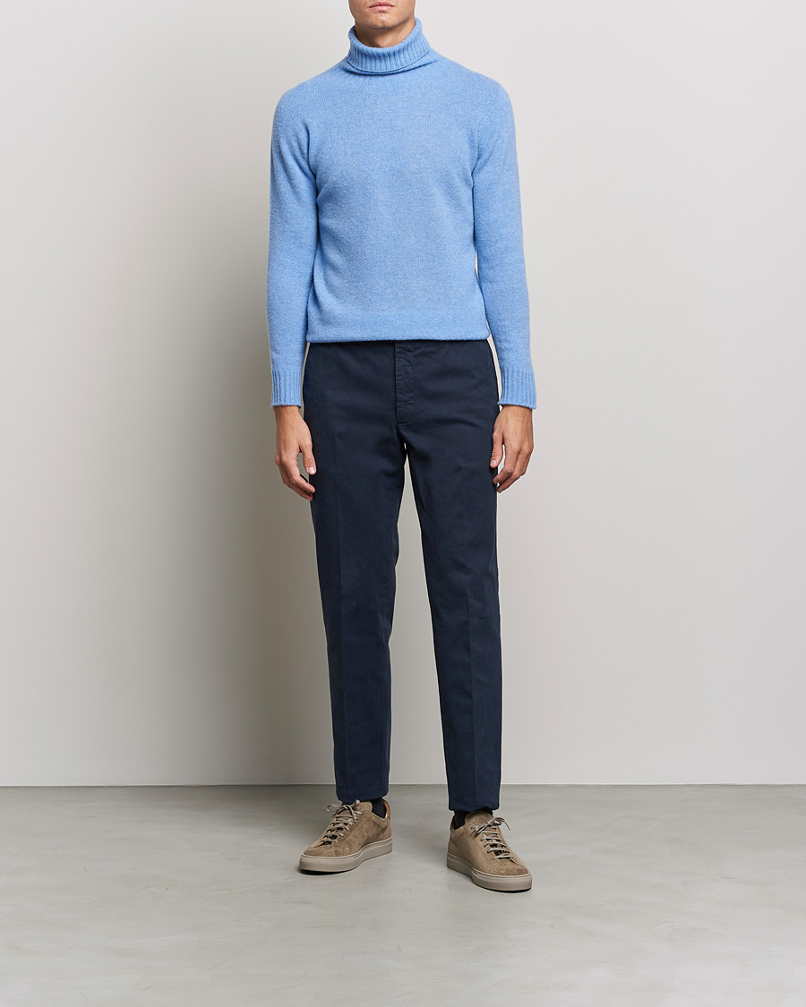 Men | Sweaters & Knitwear | Altea | Wool/Cashmere Turtleneck Sweater Light Blue