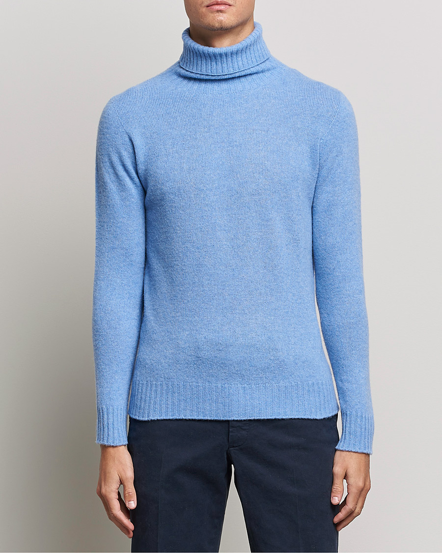 Men | Sweaters & Knitwear | Altea | Wool/Cashmere Turtleneck Sweater Light Blue