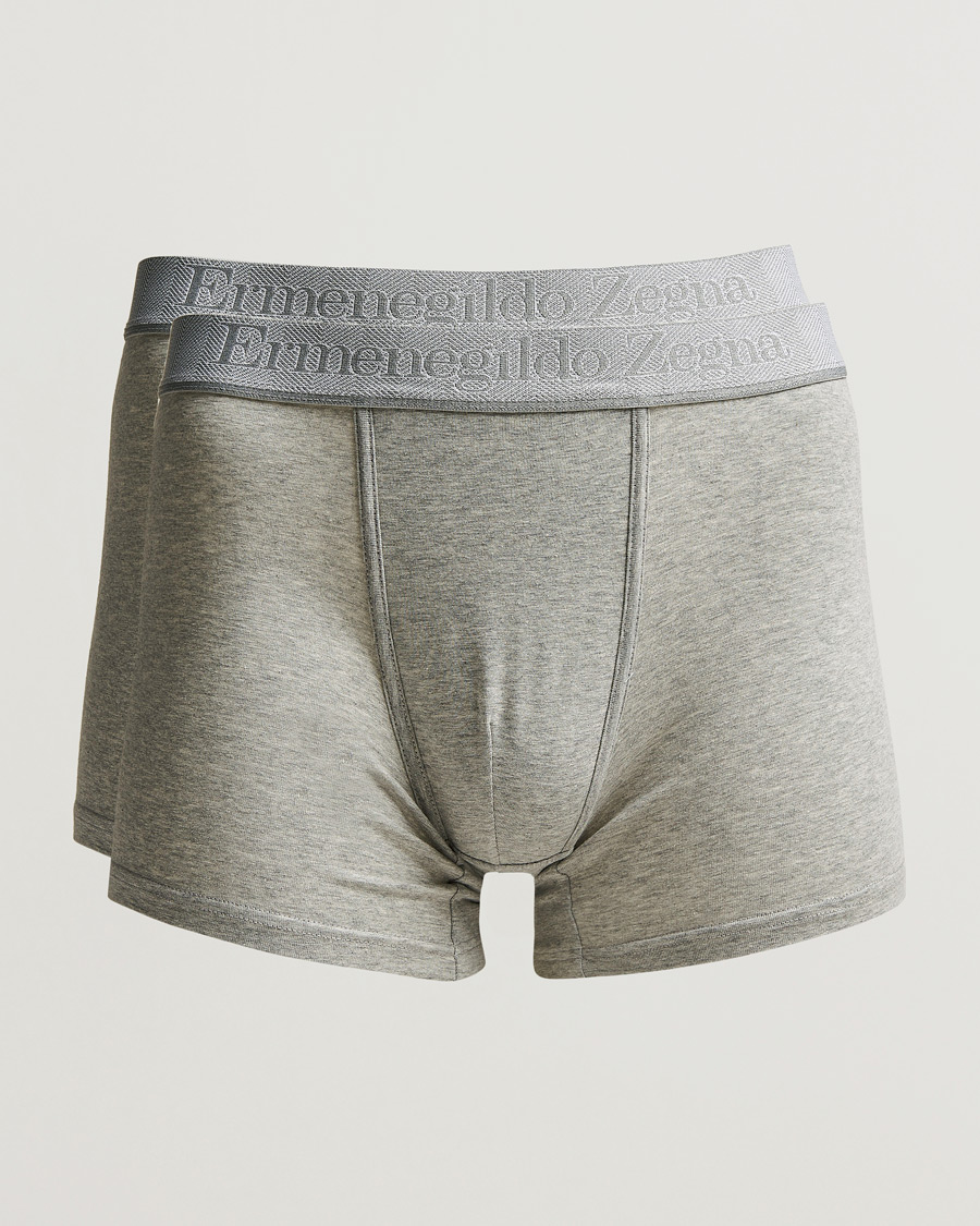 Men | Underwear & Socks | Zegna | Cotton Stretch Boxer Bi-Pack Grey Heather