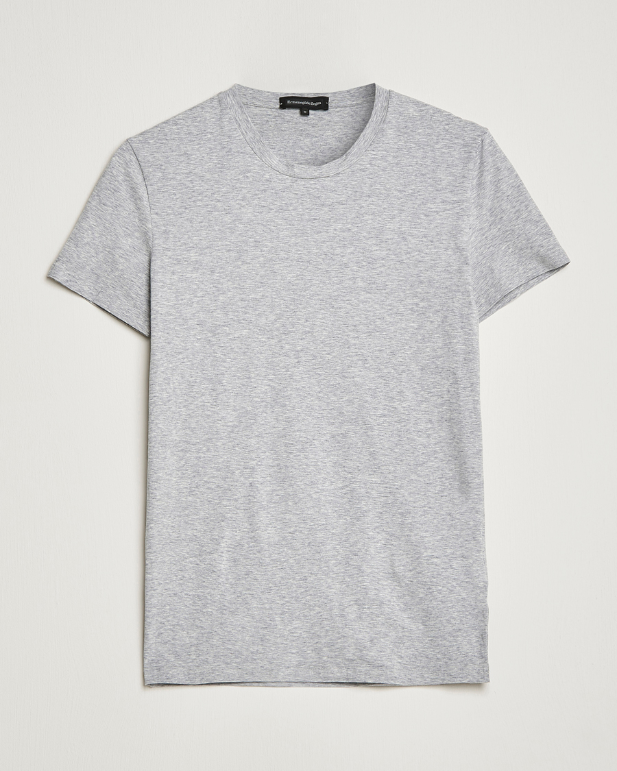 Men | T-Shirts | Zegna | Cotton Stretch Crew Neck T-Shirt Grey Heather