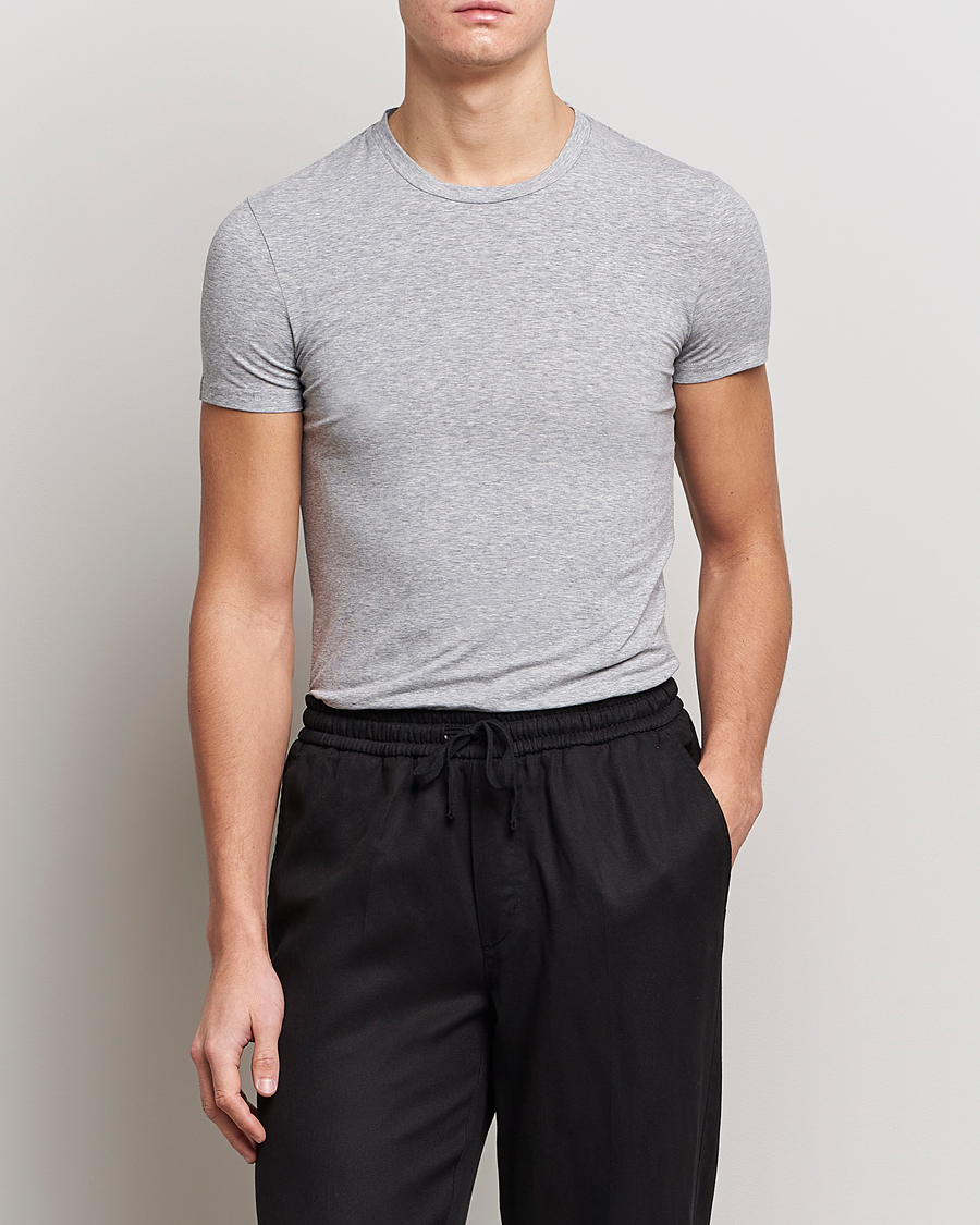 Men | T-Shirts | Zegna | Cotton Stretch Crew Neck T-Shirt Grey Heather
