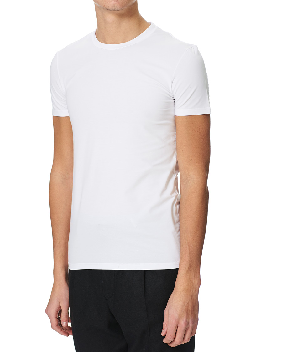 Zegna Cotton Stretch Crew Neck T-Shirt White at CareOfCarl.com