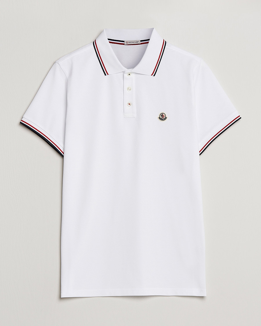 Men | Polo Shirts | Moncler | Contrast Rib Polo White