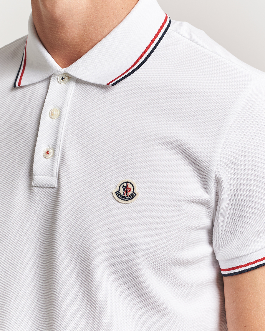 Men | Polo Shirts | Moncler | Contrast Rib Polo White