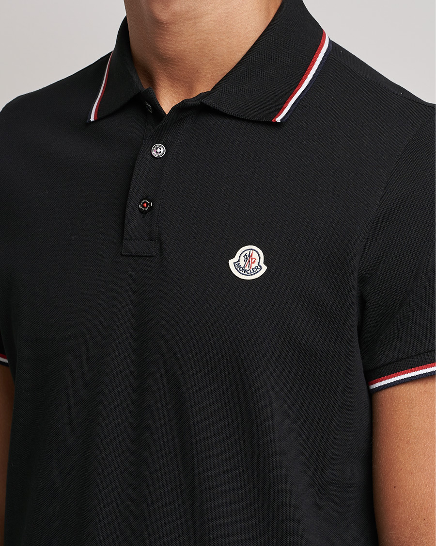 Men | Polo Shirts | Moncler | Contrast Rib Polo Black