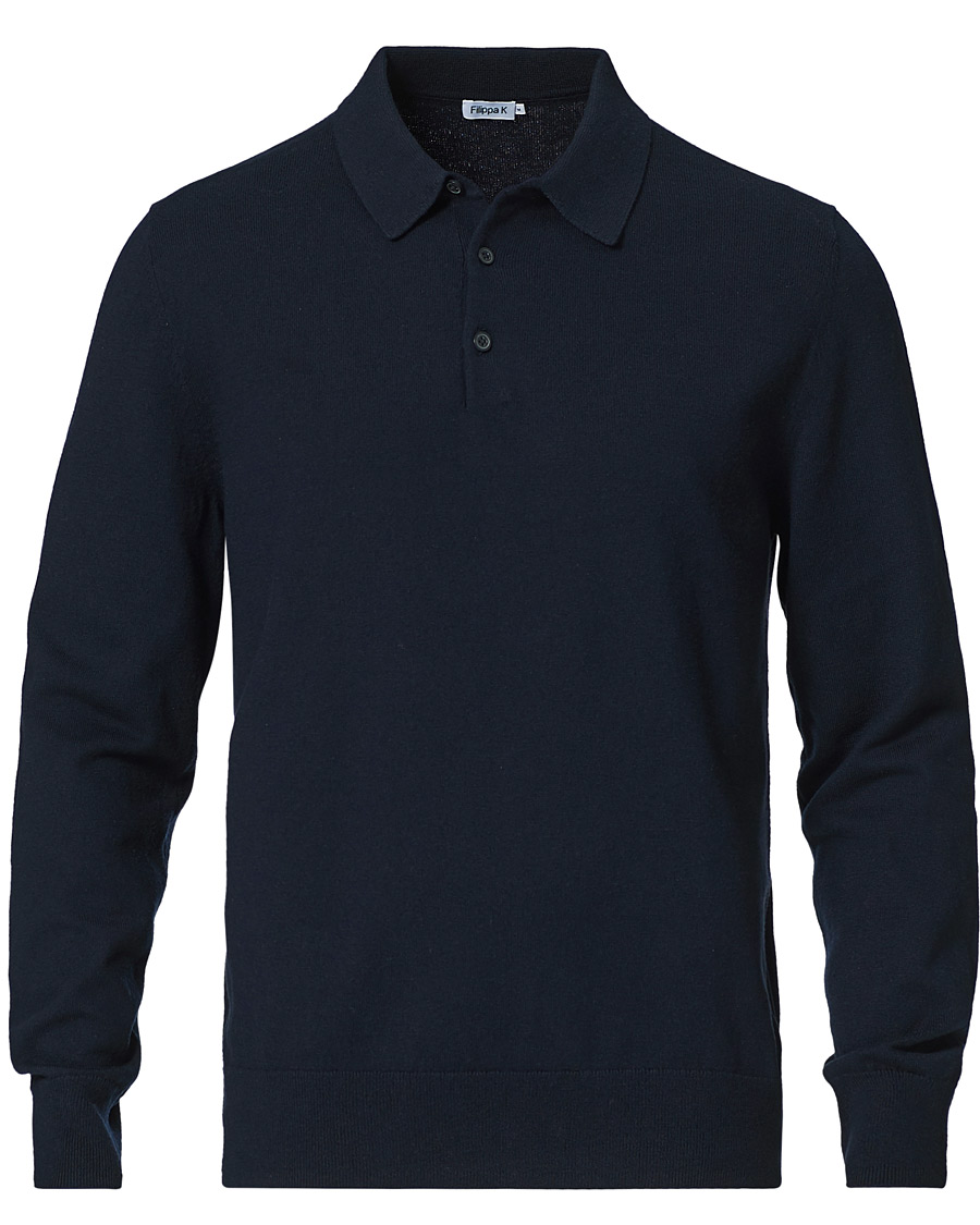 Men |  | Filippa K | Knitted Polo Shirt Navy