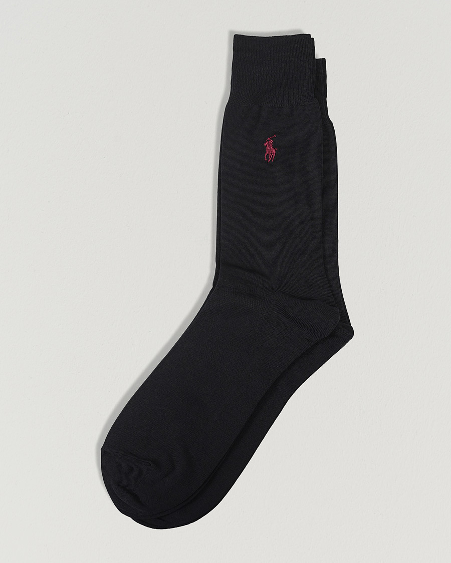 Men | Underwear & Socks | Polo Ralph Lauren | 2-Pack Mercerized Cotton Socks Black