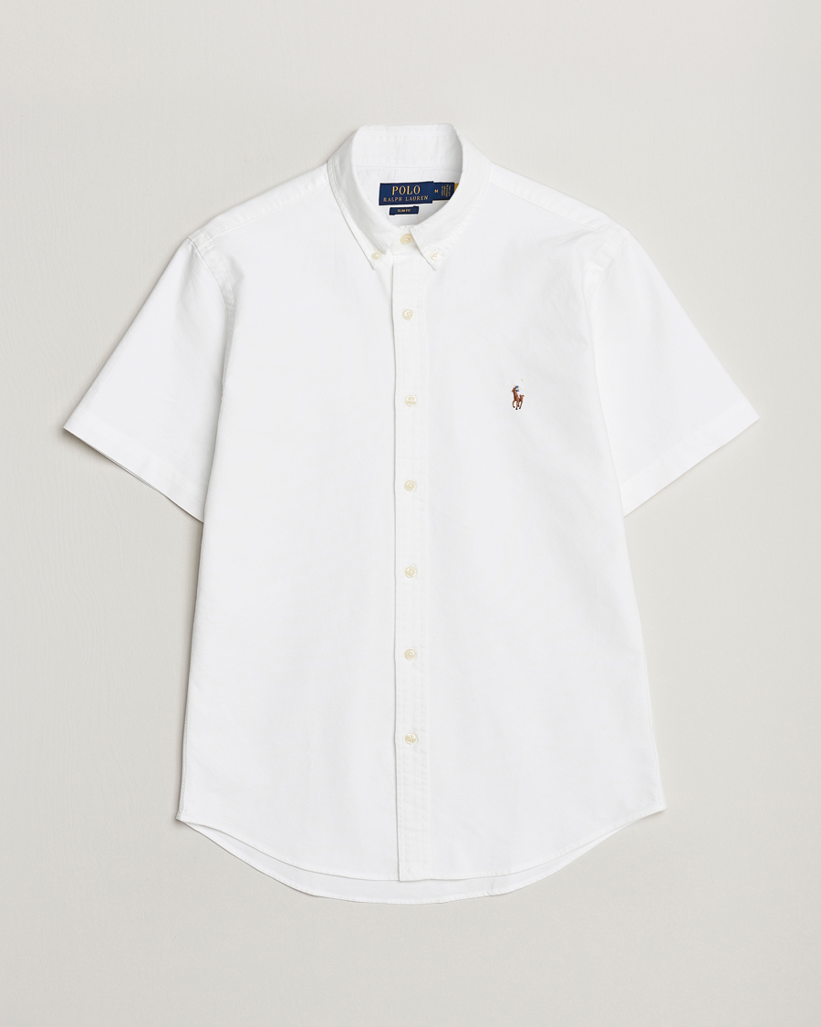 Men | Shirts | Polo Ralph Lauren | Slim Fit Oxford Short Sleeve Shirt White