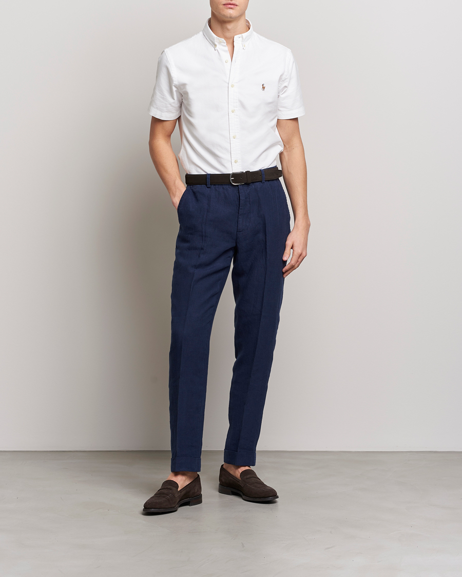 Men | Shirts | Polo Ralph Lauren | Slim Fit Oxford Short Sleeve Shirt White