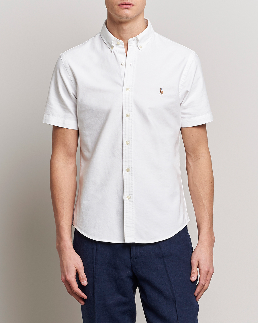 Men | Short Sleeve Shirts | Polo Ralph Lauren | Slim Fit Oxford Short Sleeve Shirt White