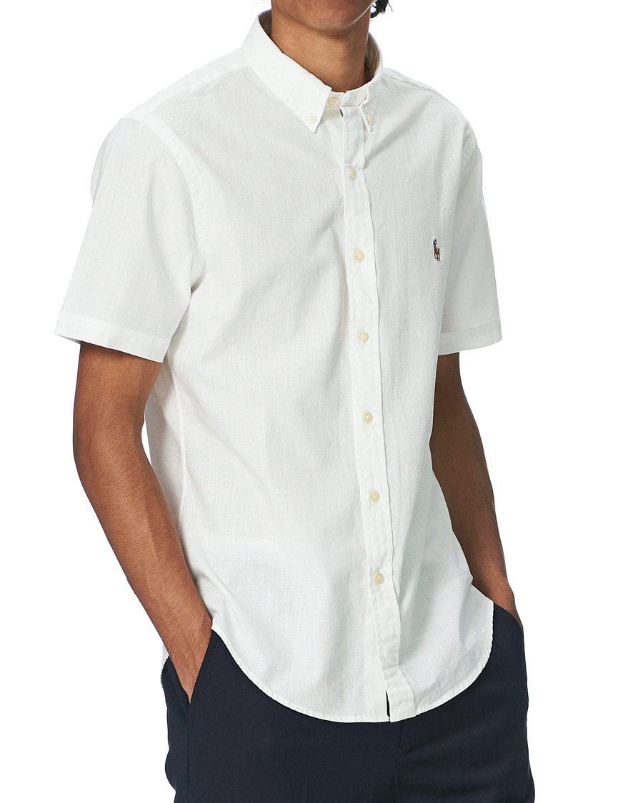 Men | Shirts | Polo Ralph Lauren | Slim Fit Short Sleeve Button Down Shirt White