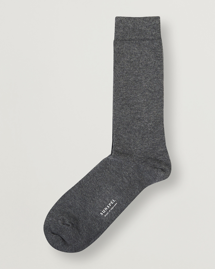 Men | Underwear & Socks | Sunspel | Cotton Blend Socks Grey Melange