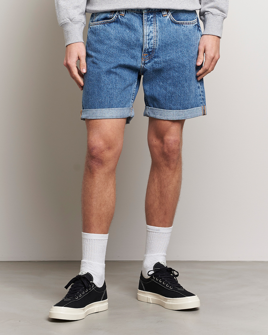 Men | Organic Menswear | Nudie Jeans | Josh Stretch Denim Shorts Friendly Blue