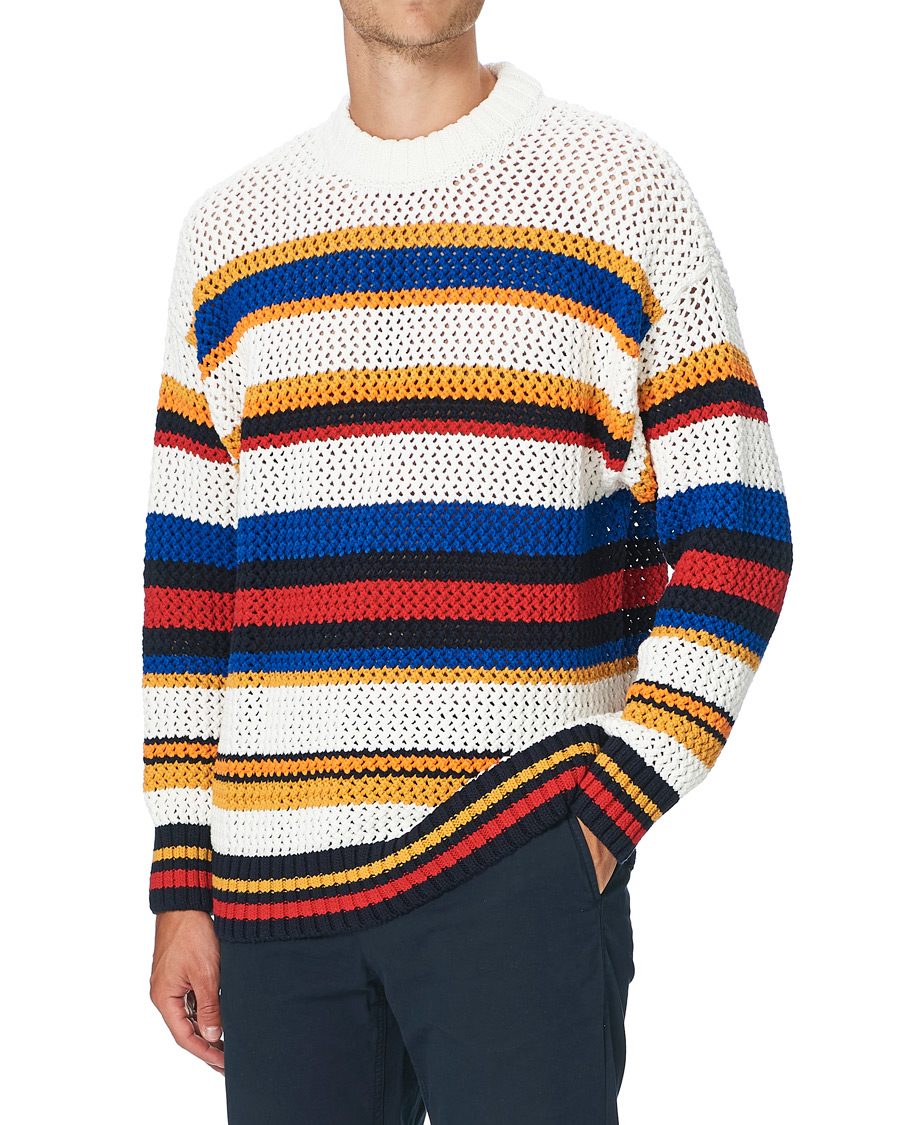 Men | Sweaters & Knitwear | GANT | Open Knit Stripe Crew Neck Multi