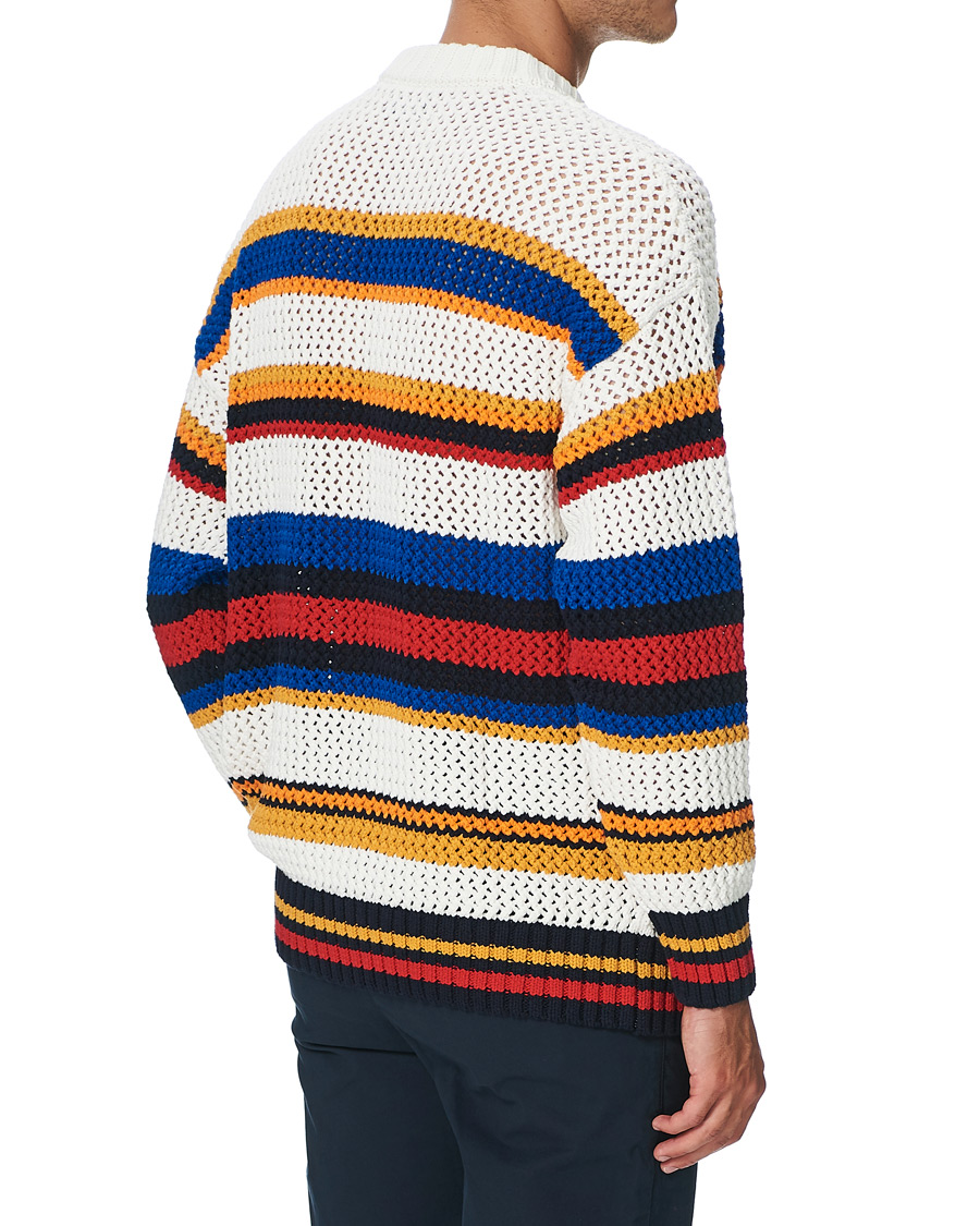 Men | Sweaters & Knitwear | GANT | Open Knit Stripe Crew Neck Multi