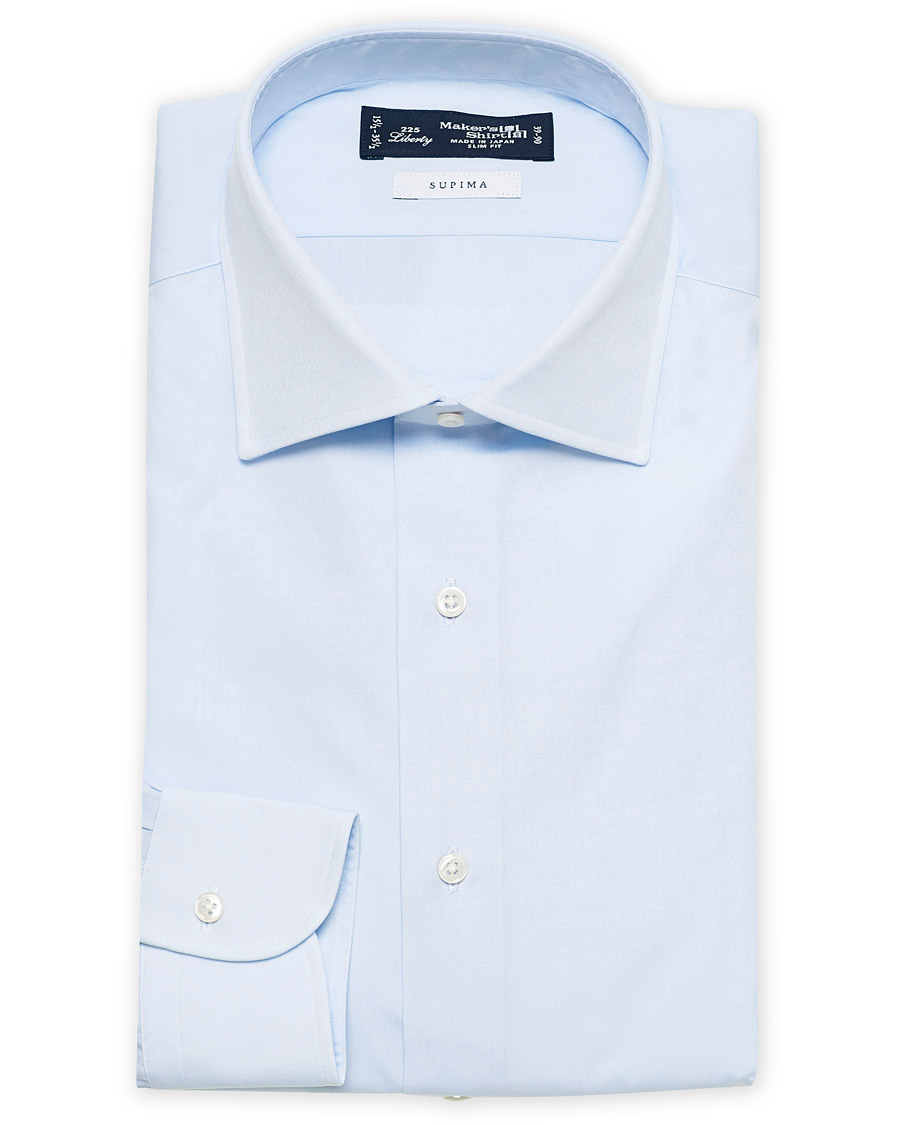 Men | Shirts | Kamakura Shirts | Slim Fit Broadcloth Cut Away Shirt Light Blue
