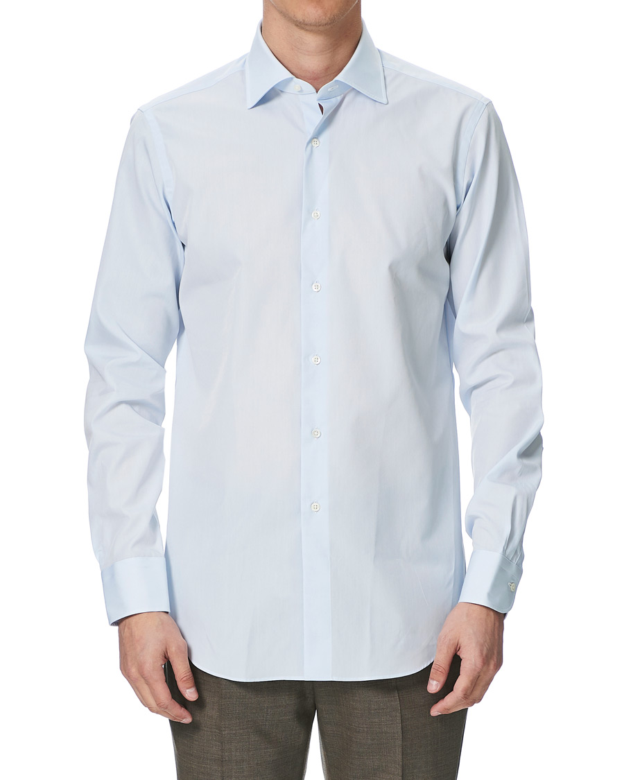 Men | Shirts | Kamakura Shirts | Slim Fit Broadcloth Cut Away Shirt Light Blue
