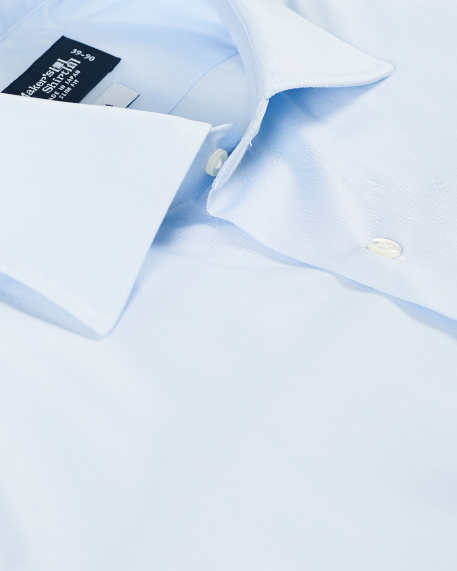 Men | Shirts | Kamakura Shirts | Slim Fit Broadcloth Cut Away Shirt Light Blue