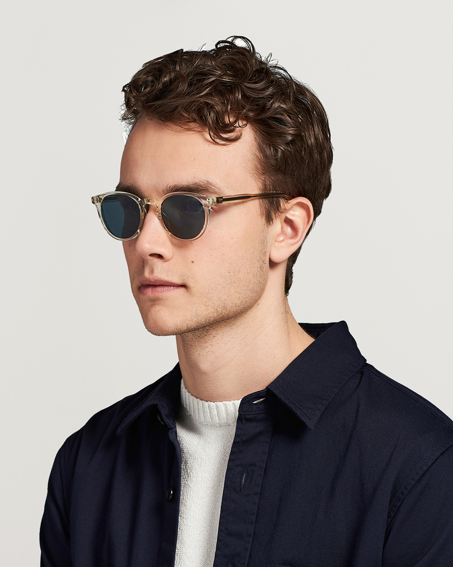 Men | Round Frame Sunglasses | Garrett Leight | Clement Sunglasses Pure Glass/Pure Bluesmoke
