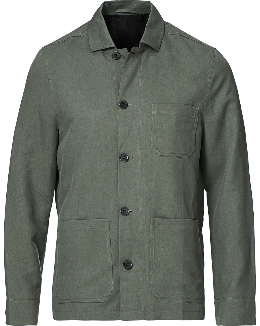 Filippa K Louis Linen Jacket Green Grey at CareOfCarl.com
