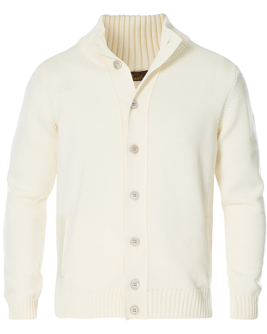 Men | Sweaters & Knitwear | Stenströms | Heavy Merino Wool Cardigan Off White