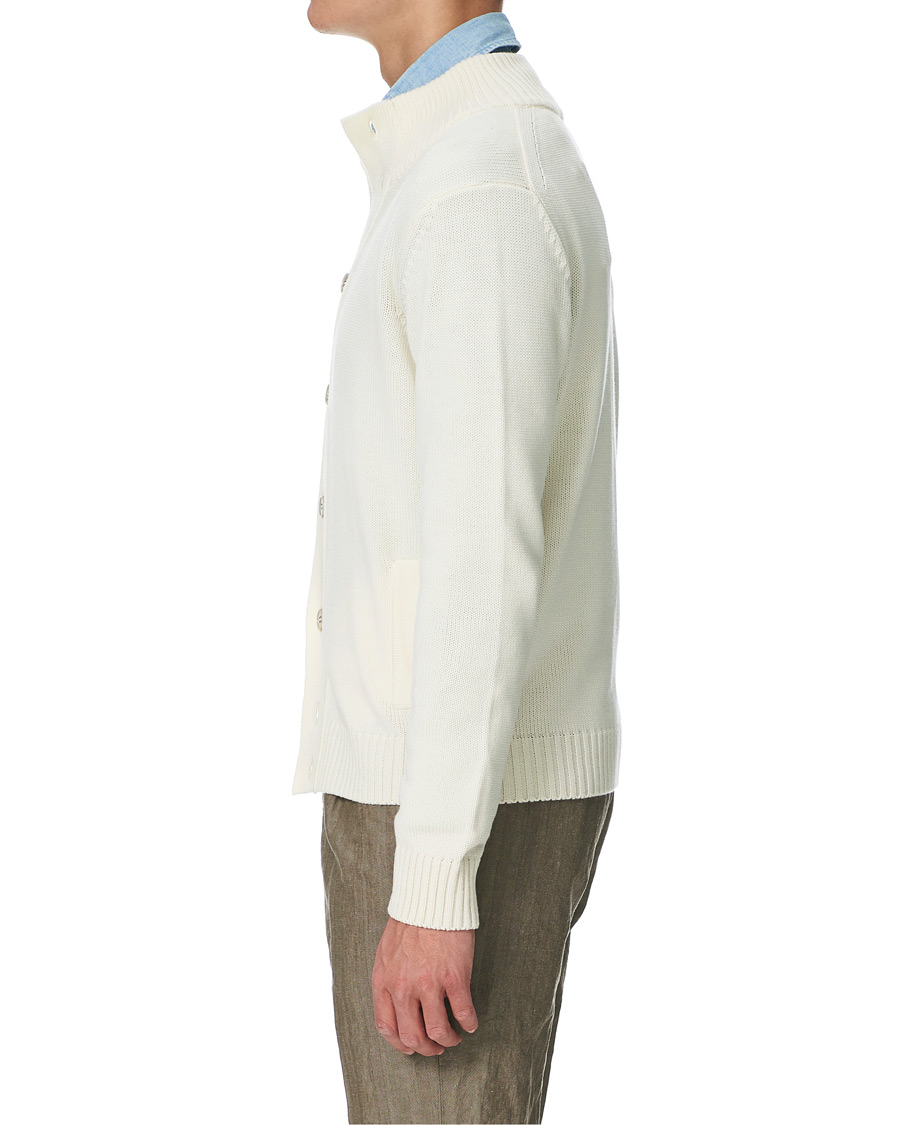 Men | Sweaters & Knitwear | Stenströms | Heavy Merino Wool Cardigan Off White