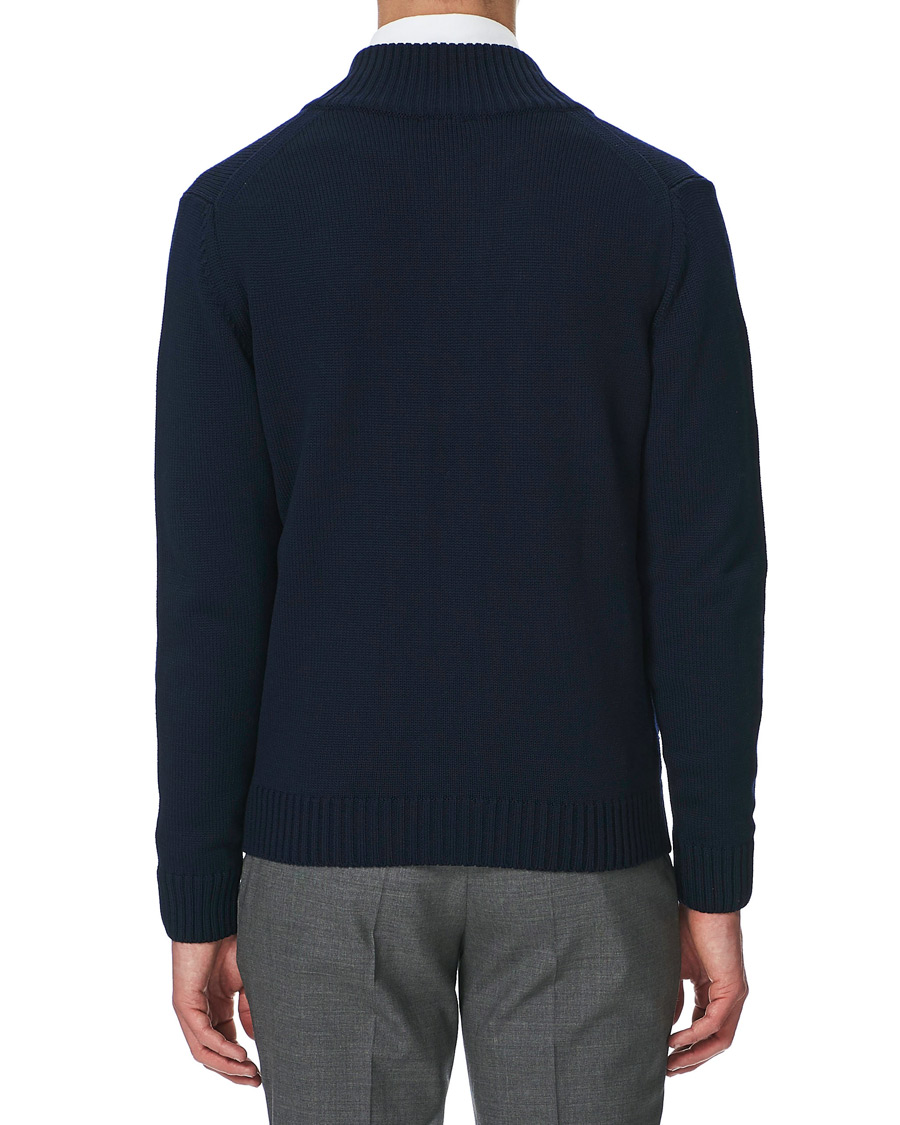 Men | Sweaters & Knitwear | Stenströms | Heavy Merino Wool Cardigan Navy