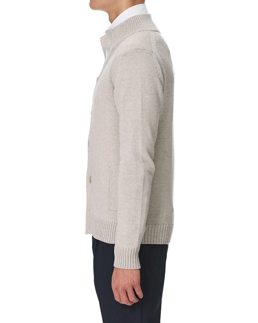 Men | Sweaters & Knitwear | Stenströms | Heavy Merino Wool Cardigan Beige