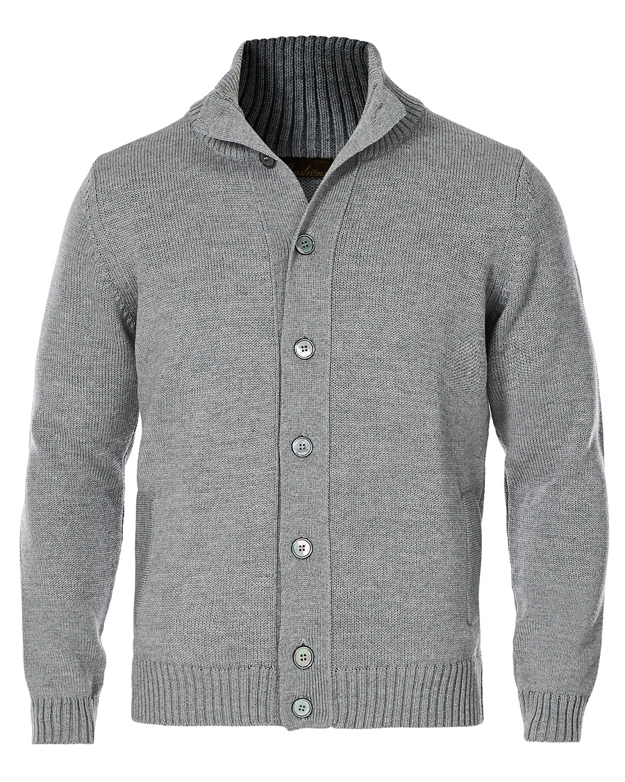 Men | Sweaters & Knitwear | Stenströms | Heavy Merino Wool Cardigan Grey