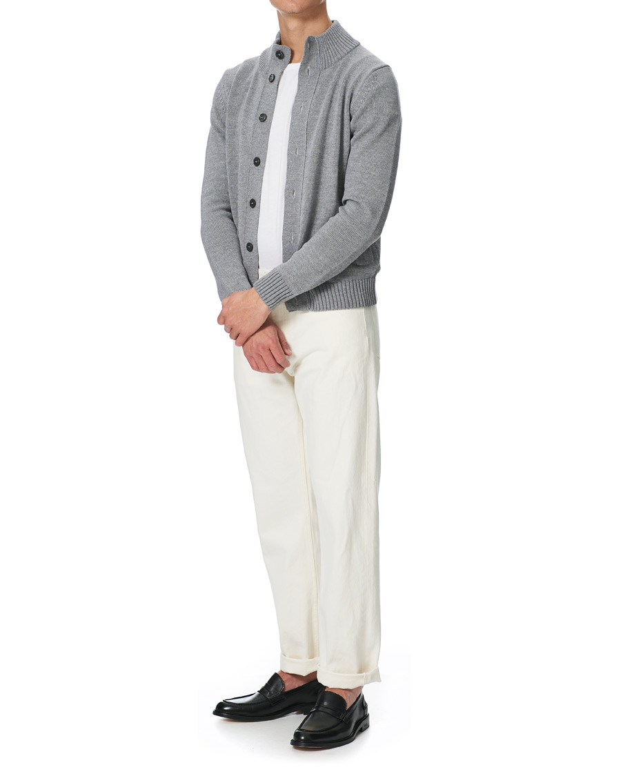 Men | Sweaters & Knitwear | Stenströms | Heavy Merino Wool Cardigan Grey