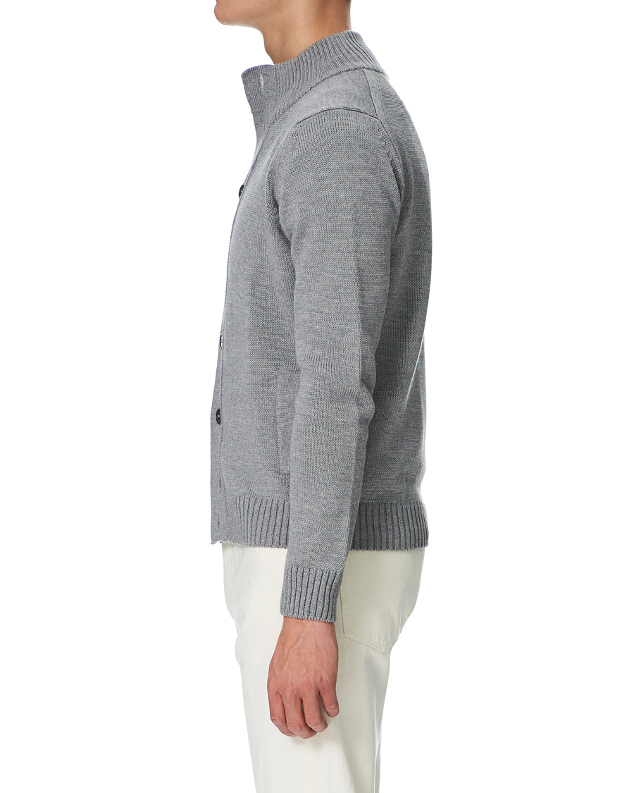 Men | Sweaters & Knitwear | Stenströms | Heavy Merino Wool Cardigan Grey