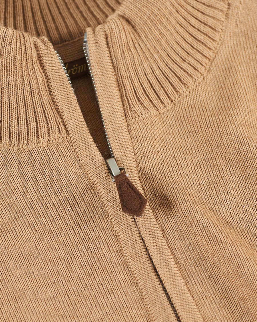 Men | Sweaters & Knitwear | Stenströms | Merino Half Zip Light Beige