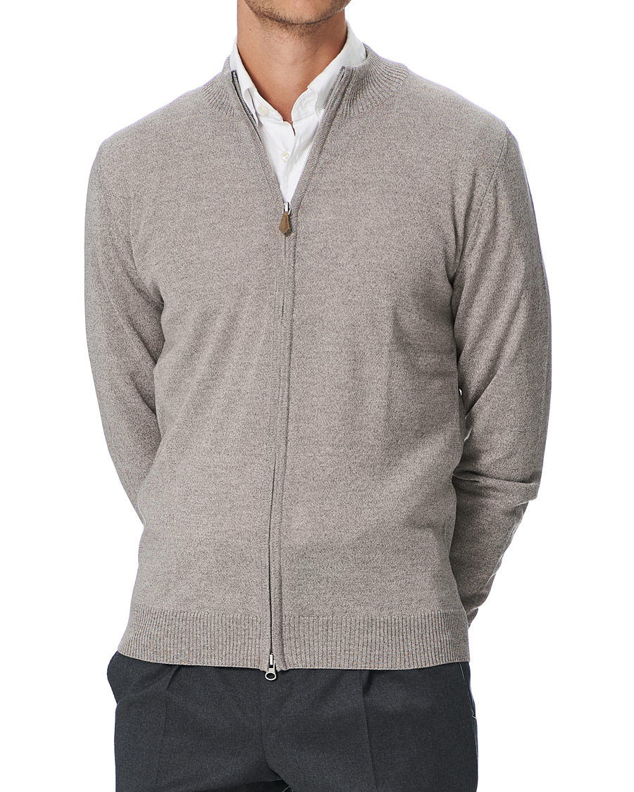 Men | Sweaters & Knitwear | Stenströms | Merino Full Zip Greige