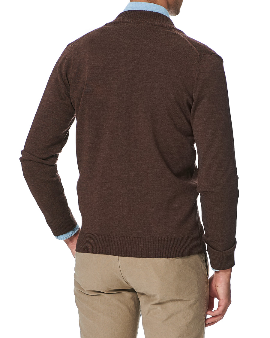 Men | Sweaters & Knitwear | Stenströms | Merino Full Zip Brown