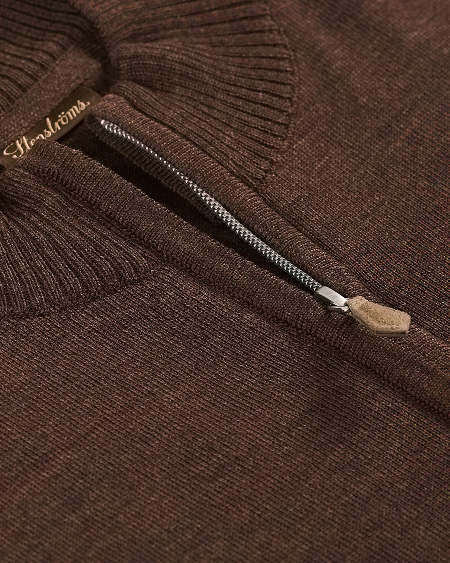 Men | Sweaters & Knitwear | Stenströms | Merino Full Zip Brown