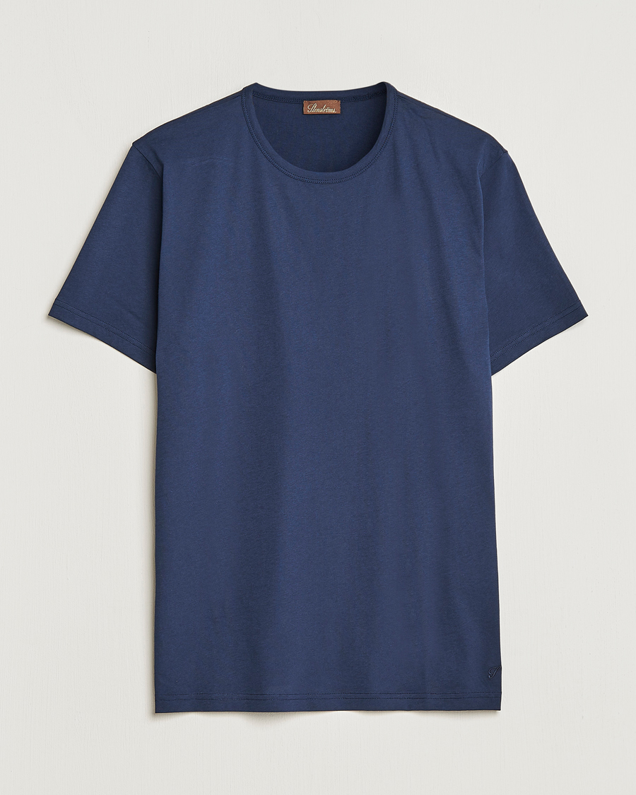 Men |  | Stenströms | Solid Cotton T-Shirt Navy